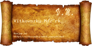 Vitkovszky Márk névjegykártya